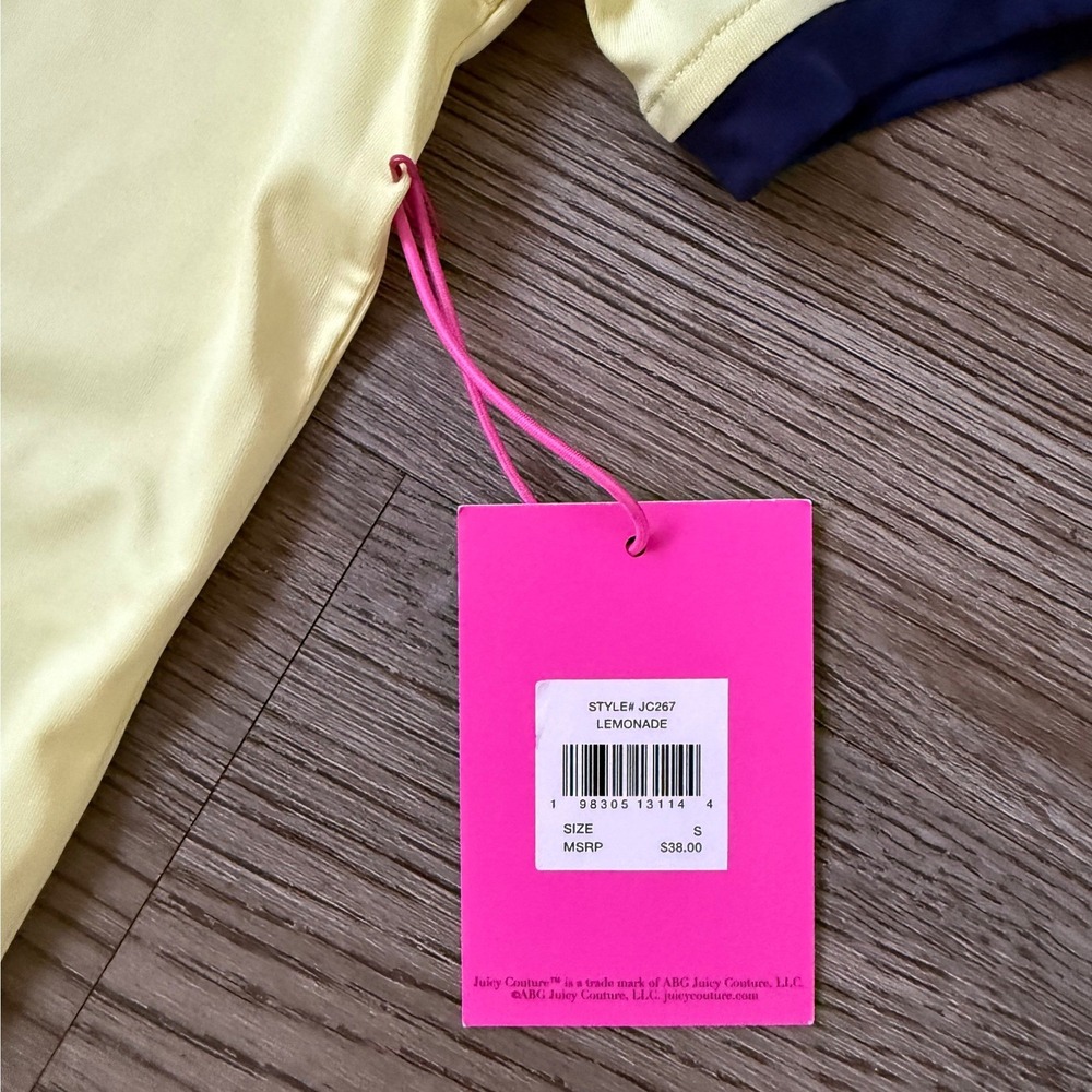 Juicy Couture Sport Cherry Baby Tee Ringer Crop Top Lemonade Yellow Size S NWT - Picture 8 of 8